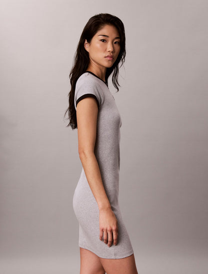 Calvin Klein Cotton Contour Rib Monogram Mini Dress