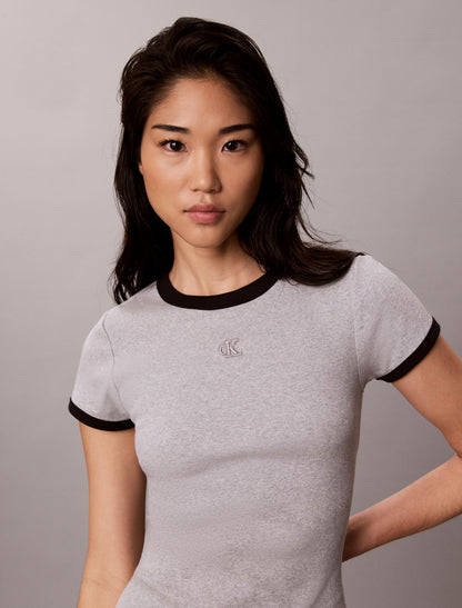 Calvin Klein Cotton Contour Rib Monogram Mini Dress
