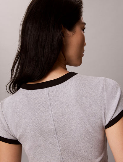 Calvin Klein Cotton Contour Rib Monogram Mini Dress