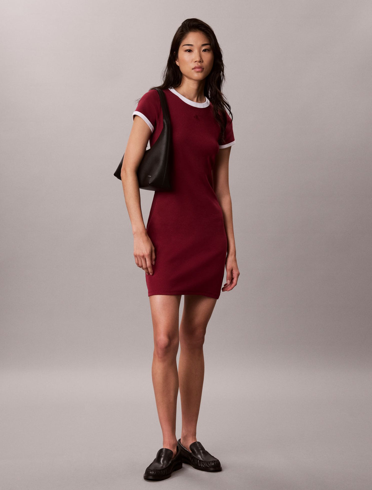 Calvin Klein Cotton Contour Rib Monogram Mini Dress