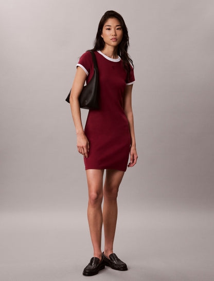 Calvin Klein Cotton Contour Rib Monogram Mini Dress