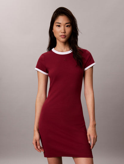 Calvin Klein Cotton Contour Rib Monogram Mini Dress