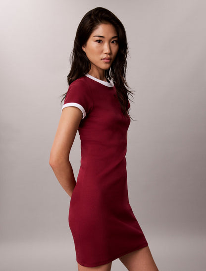 Calvin Klein Cotton Contour Rib Monogram Mini Dress