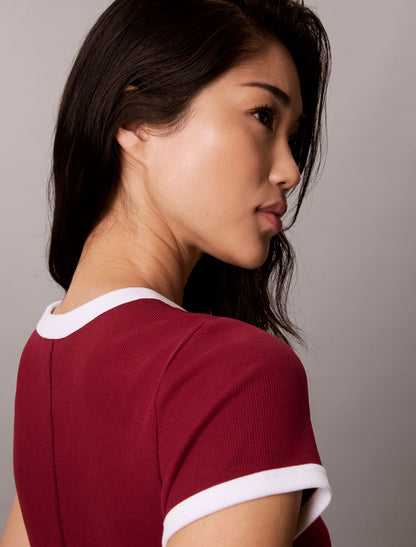Calvin Klein Cotton Contour Rib Monogram Mini Dress