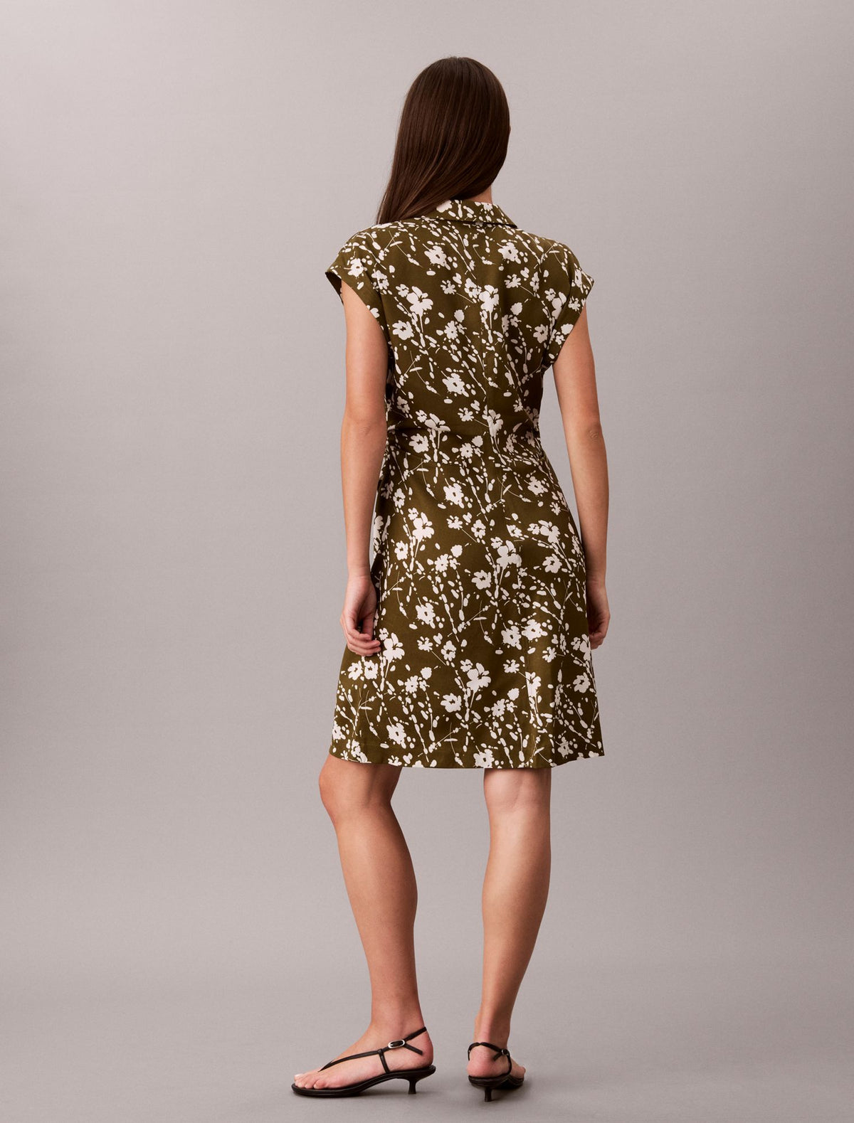 Calvin Klein Printed Lyocell Pleated Shirt Dress