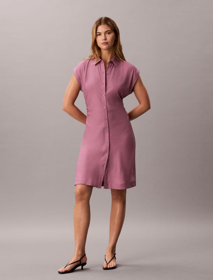 Calvin Klein Pleated Lyocell Shirt Dress