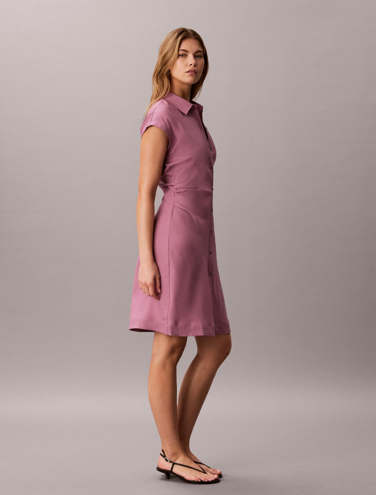 Calvin Klein Pleated Lyocell Shirt Dress