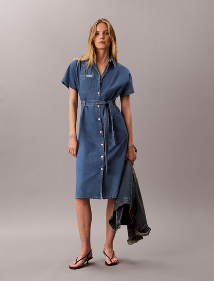 Calvin Klein Denim Belted Shirt Dress