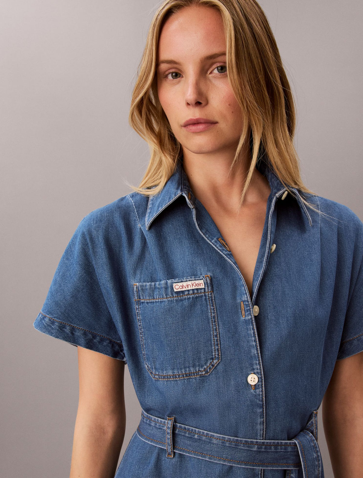 Calvin Klein Denim Belted Shirt Dress