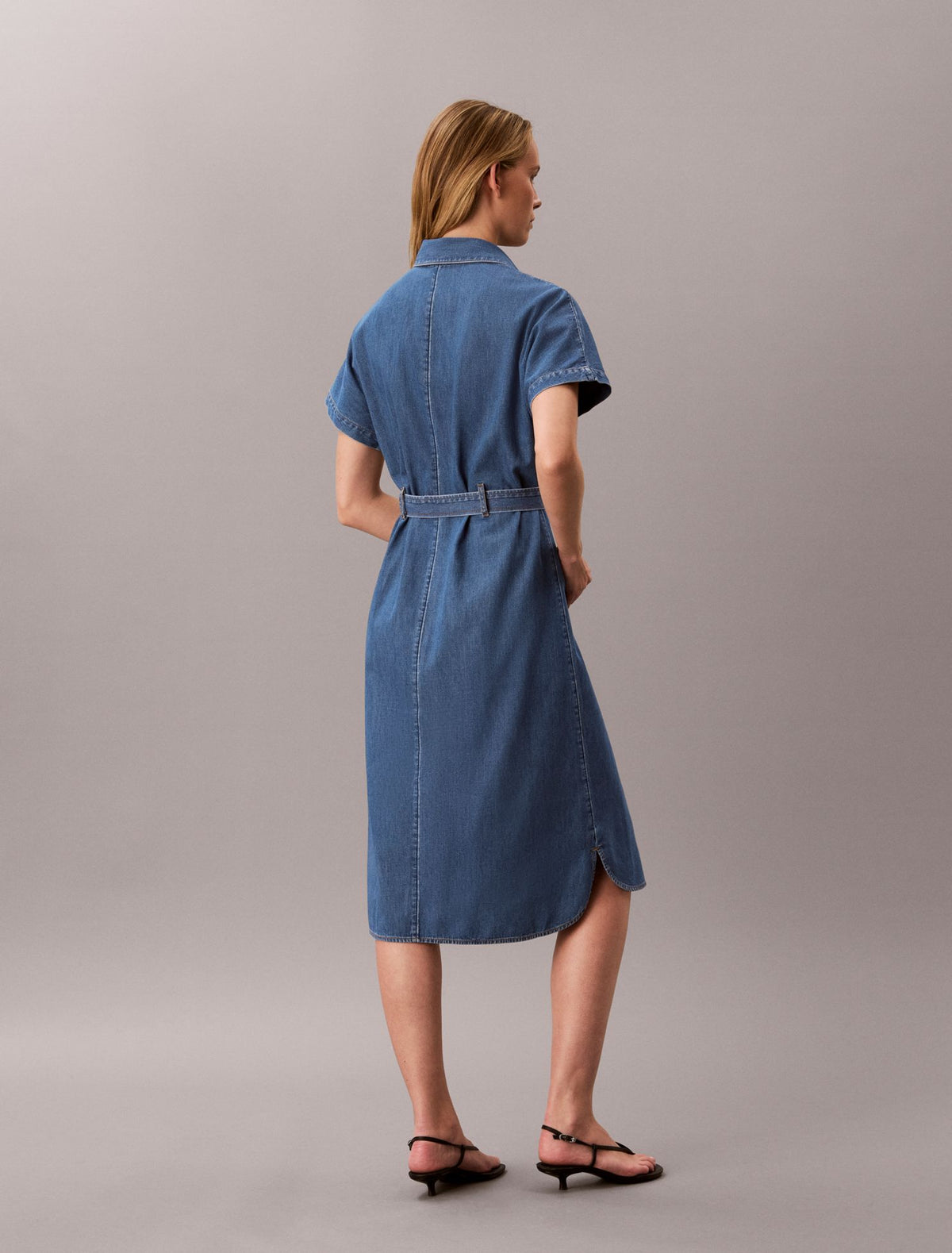 Calvin Klein Denim Belted Shirt Dress