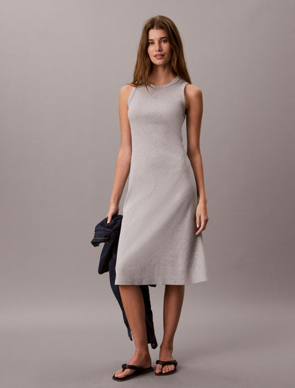 Calvin Klein Embroidered Monogram Rib Midi Tank Dress