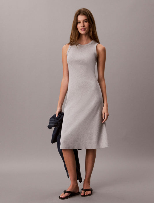 Calvin Klein Embroidered Monogram Rib Midi Tank Dress