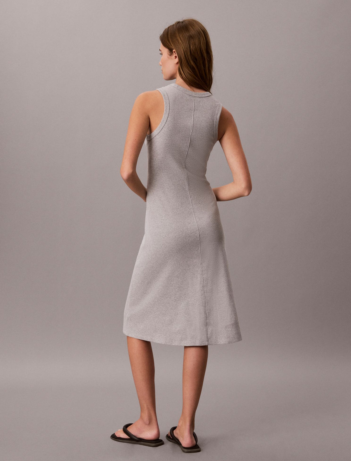 Calvin Klein Embroidered Monogram Rib Midi Tank Dress