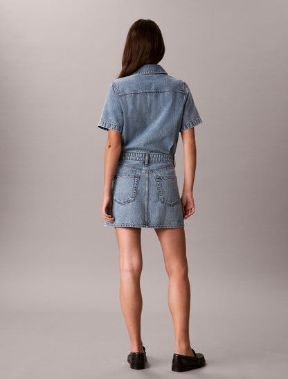 Calvin Klein Denim Trucker Short Sleeve Mini Dress