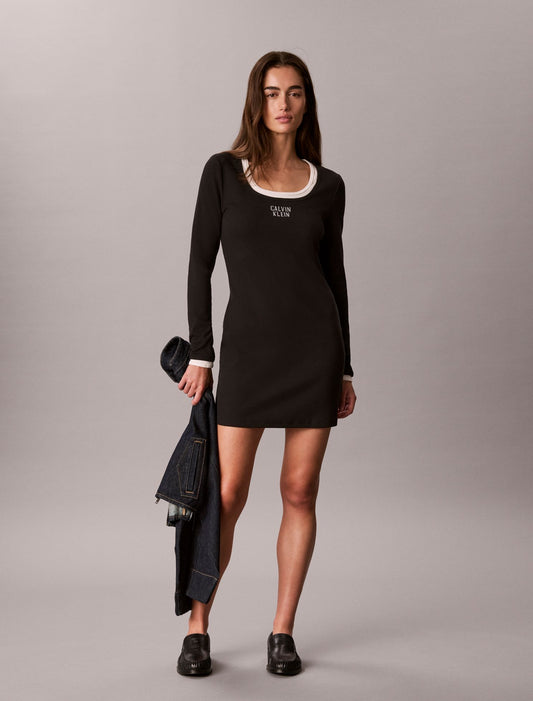 Calvin Klein Logo Graphic Rib Mini Dress