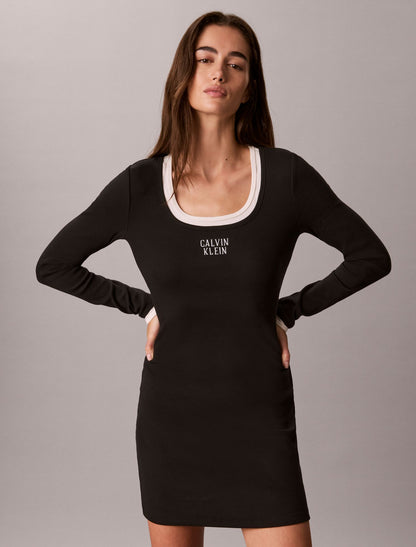 Calvin Klein Logo Graphic Rib Mini Dress