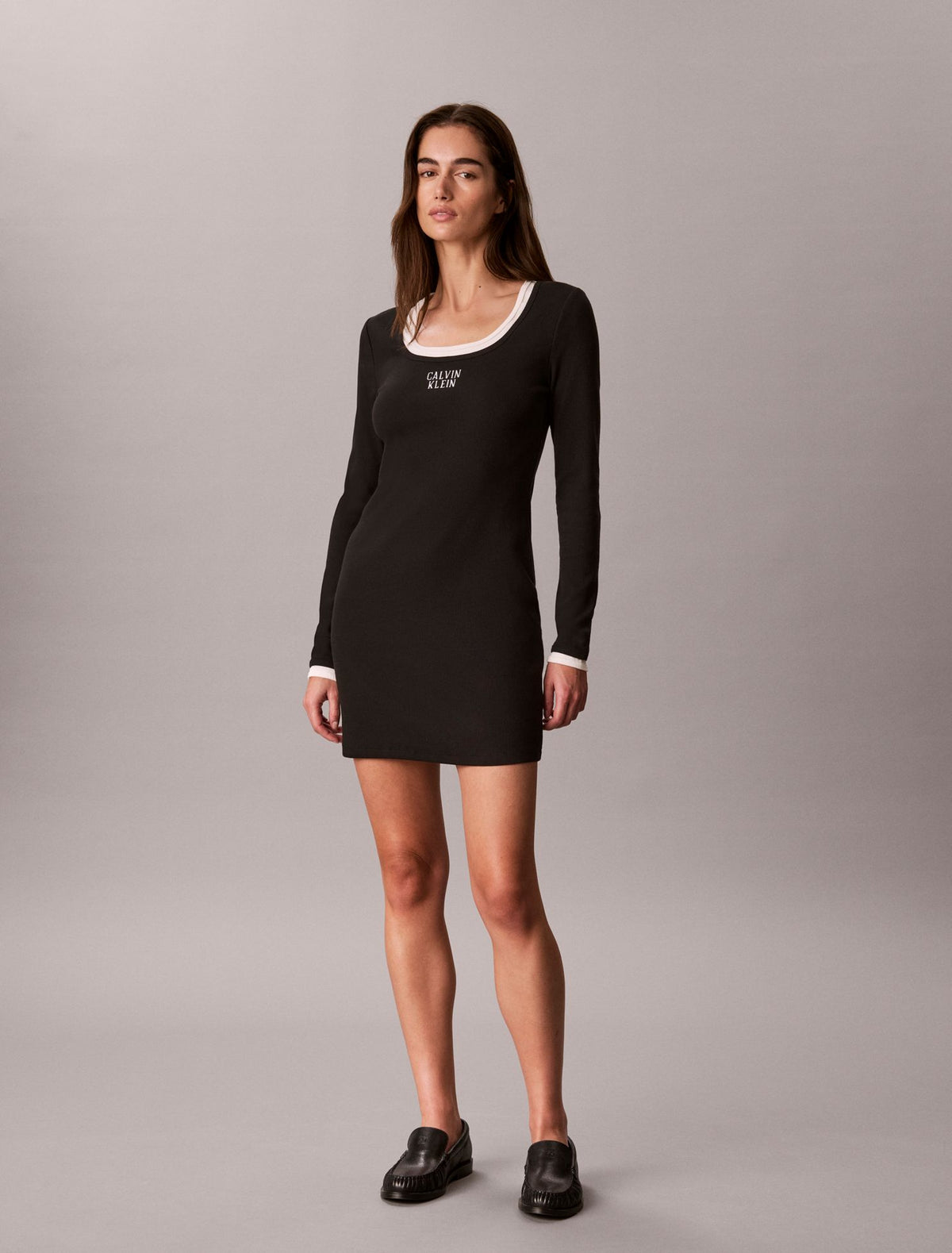 Calvin Klein Logo Graphic Rib Mini Dress