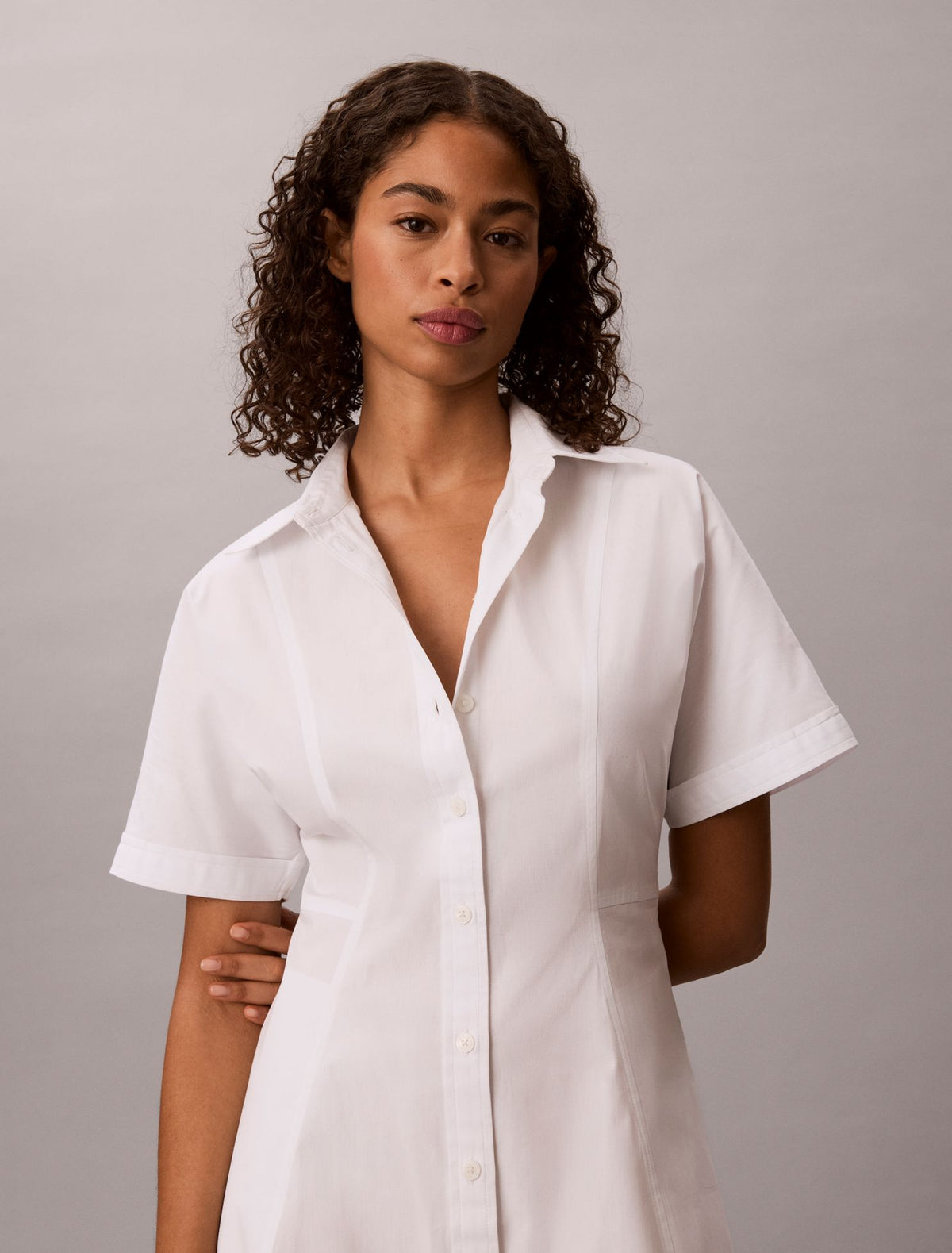 Calvin Klein Cotton Poplin Mini Shirt Dress