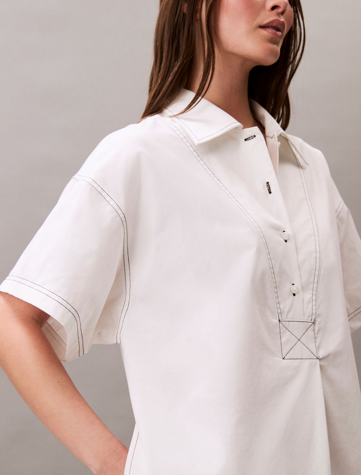 Calvin Klein Cotton Twill Mini Shirt Dress