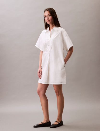 Calvin Klein Cotton Twill Mini Shirt Dress