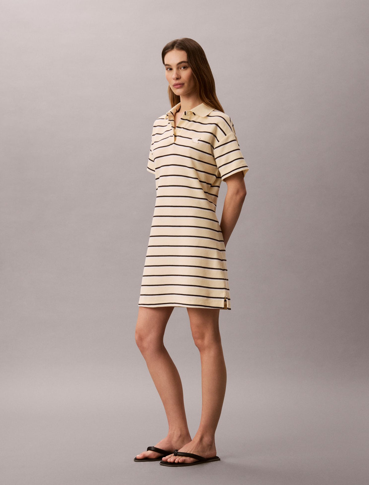 Calvin Klein Striped Pique Polo Mini Dress
