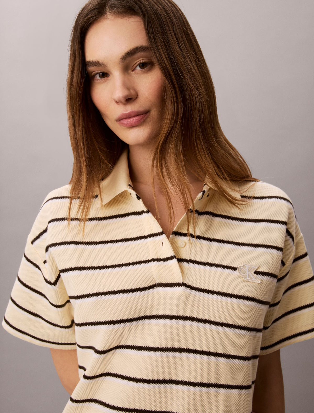 Calvin Klein Striped Pique Polo Mini Dress
