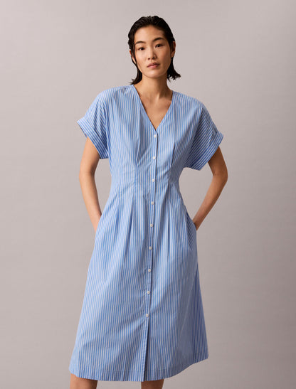 Calvin Klein Cotton Poplin Stripe Midi Dress