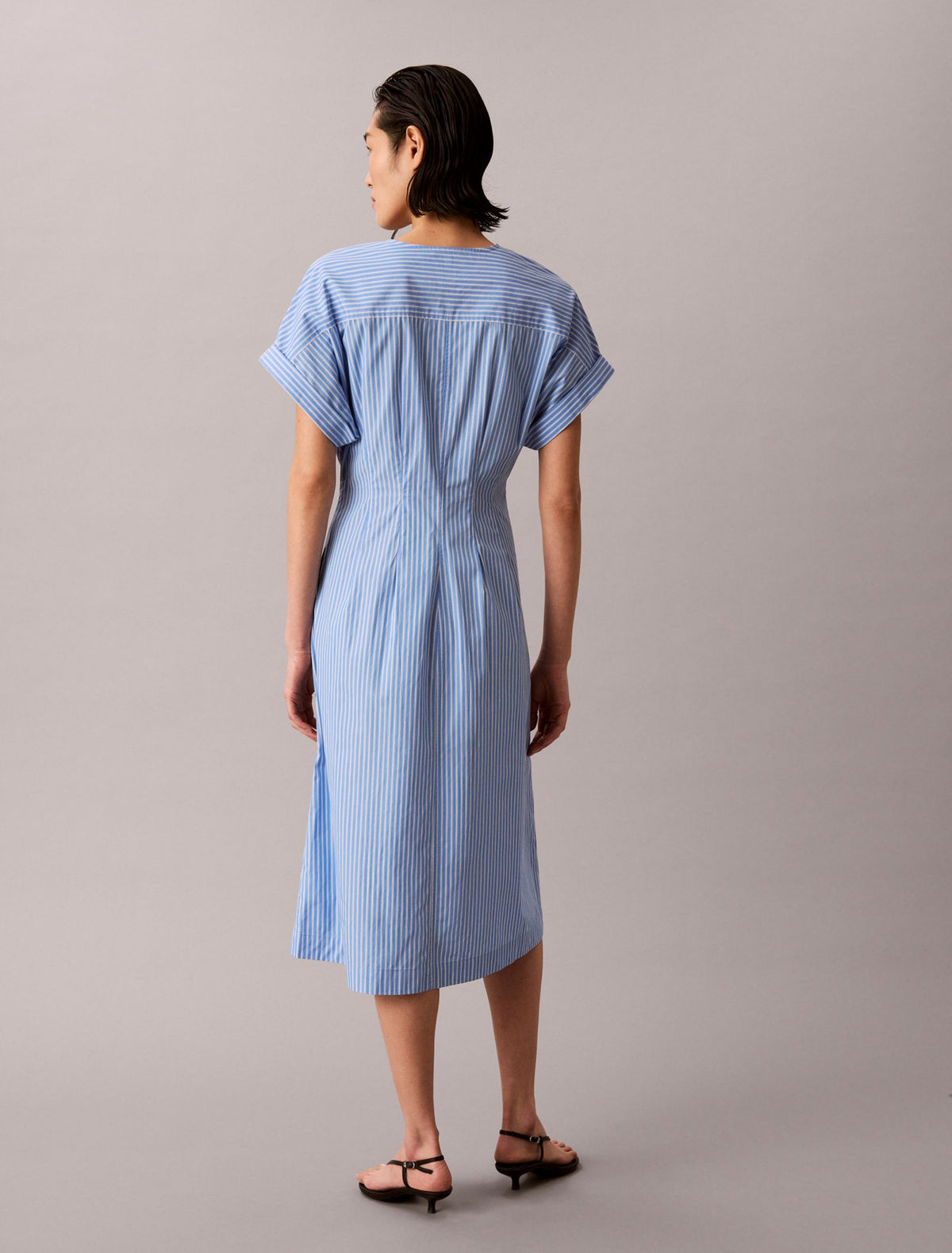 Calvin Klein Cotton Poplin Stripe Midi Dress