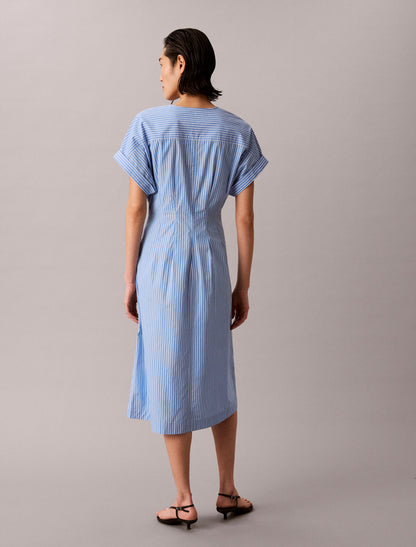 Calvin Klein Cotton Poplin Stripe Midi Dress