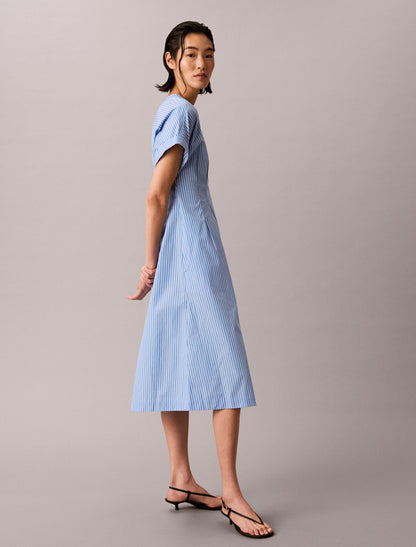Calvin Klein Cotton Poplin Stripe Midi Dress
