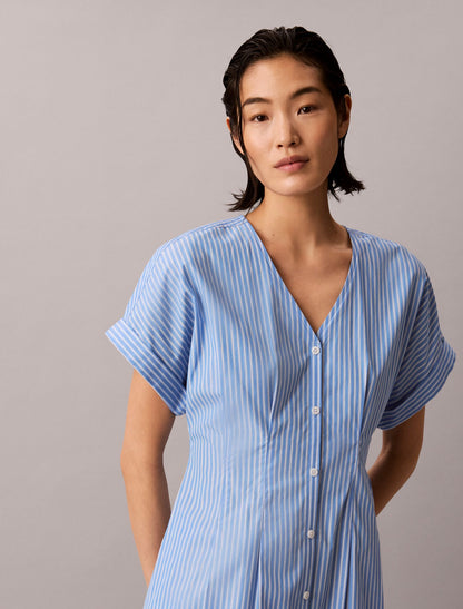 Calvin Klein Cotton Poplin Stripe Midi Dress