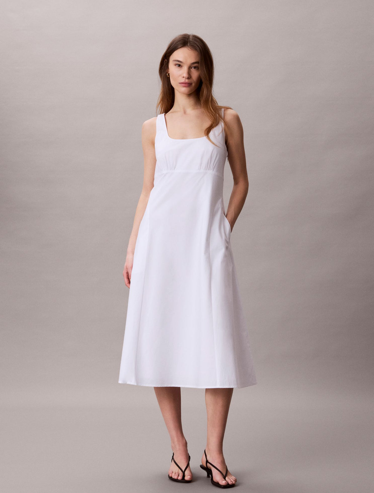 Calvin Klein Cotton Poplin Sleeveless Midi Dress