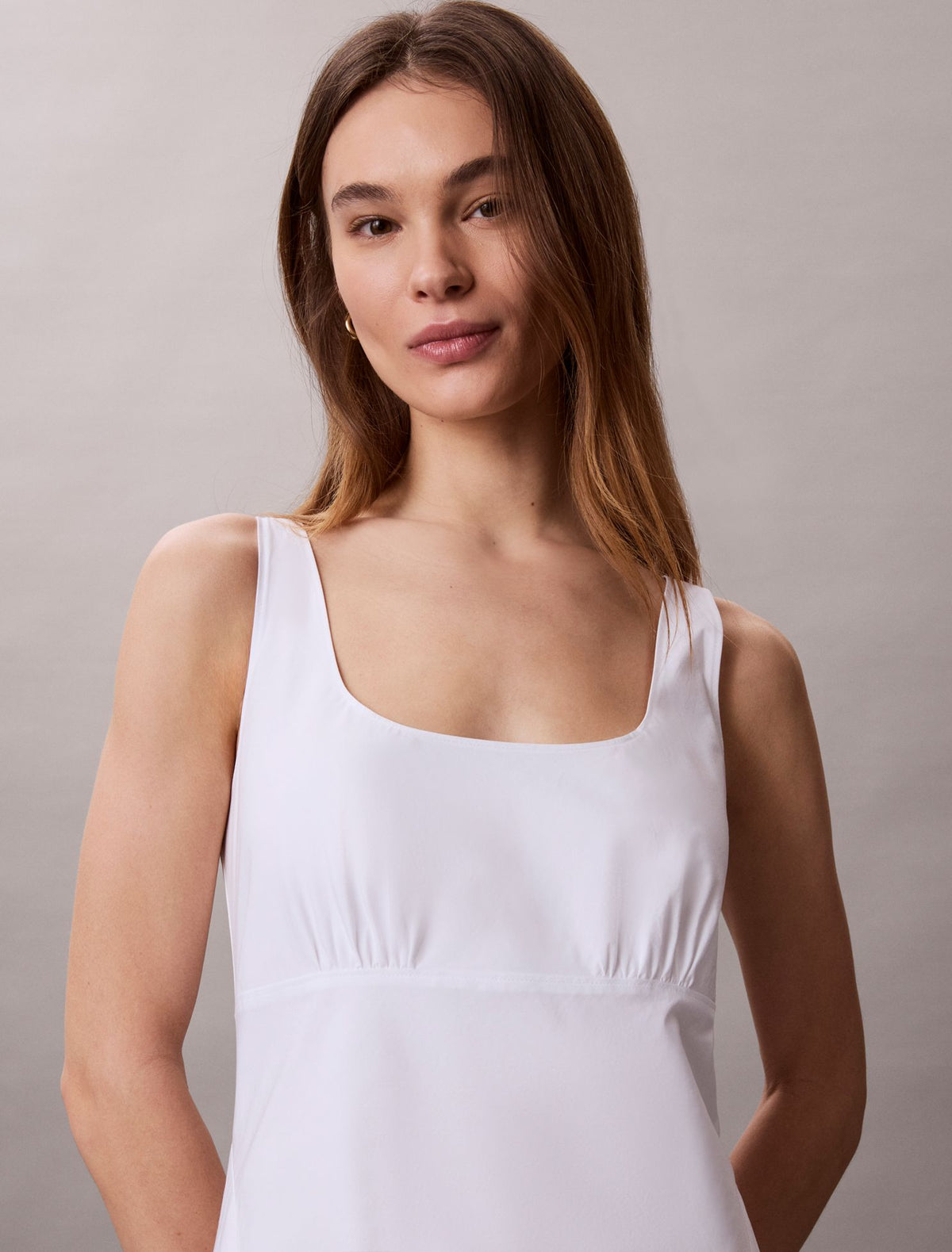 Calvin Klein Cotton Poplin Sleeveless Midi Dress