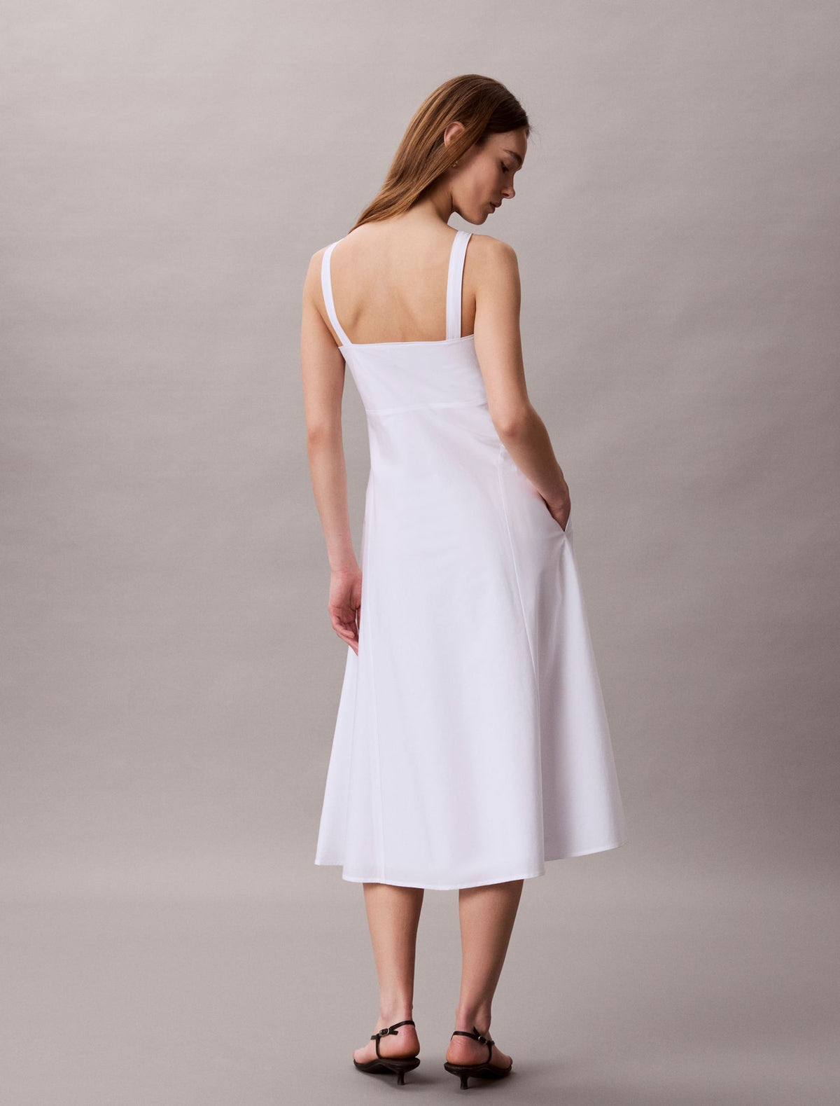 Calvin Klein Cotton Poplin Sleeveless Midi Dress