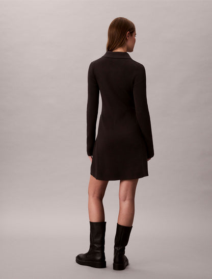 Calvin Klein Cotton Rib V-Neck Polo Mini Dress