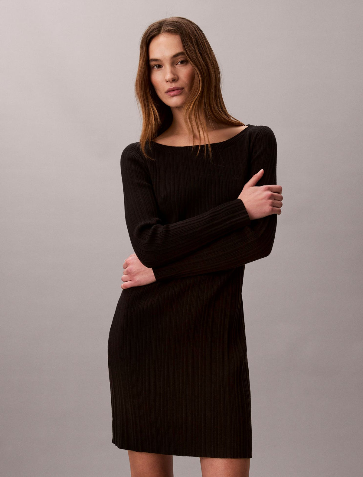 Calvin Klein Long Sleeve Rib Mini Dress