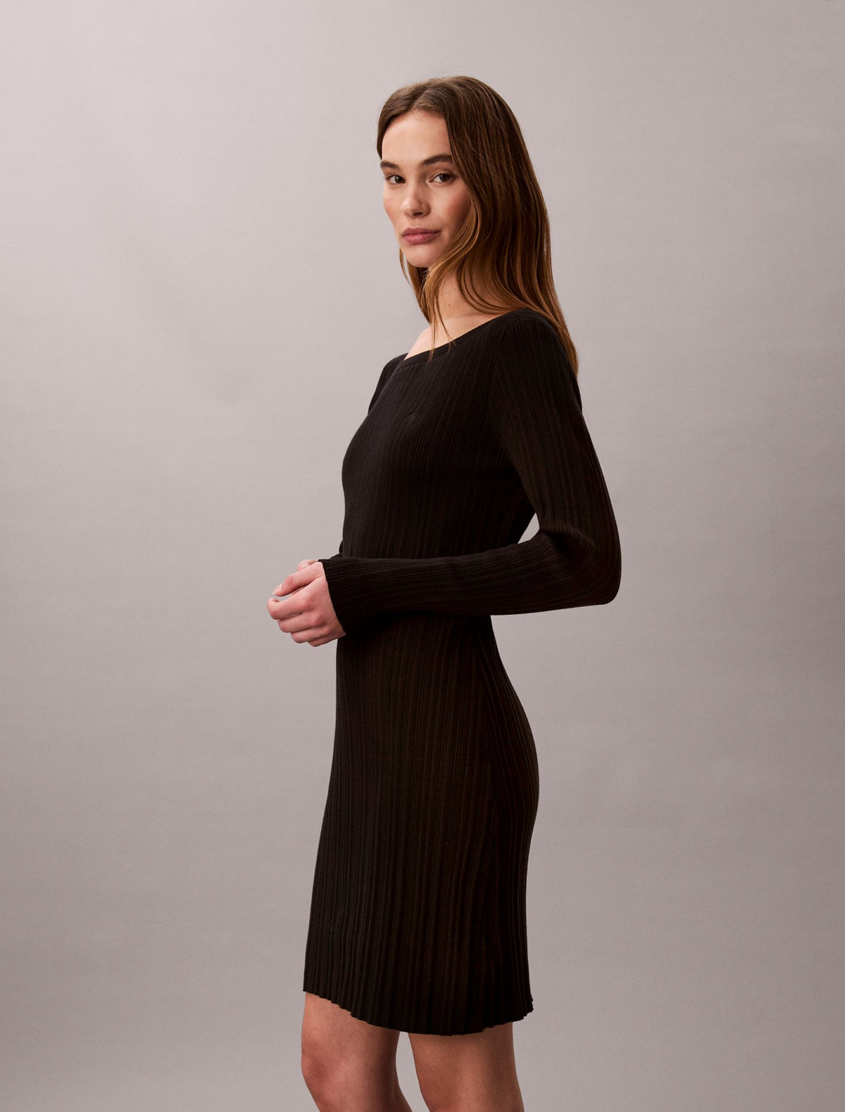 Calvin Klein Long Sleeve Rib Mini Dress