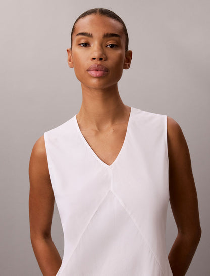 Calvin Klein Cotton Blend V-Neck Mini Dress