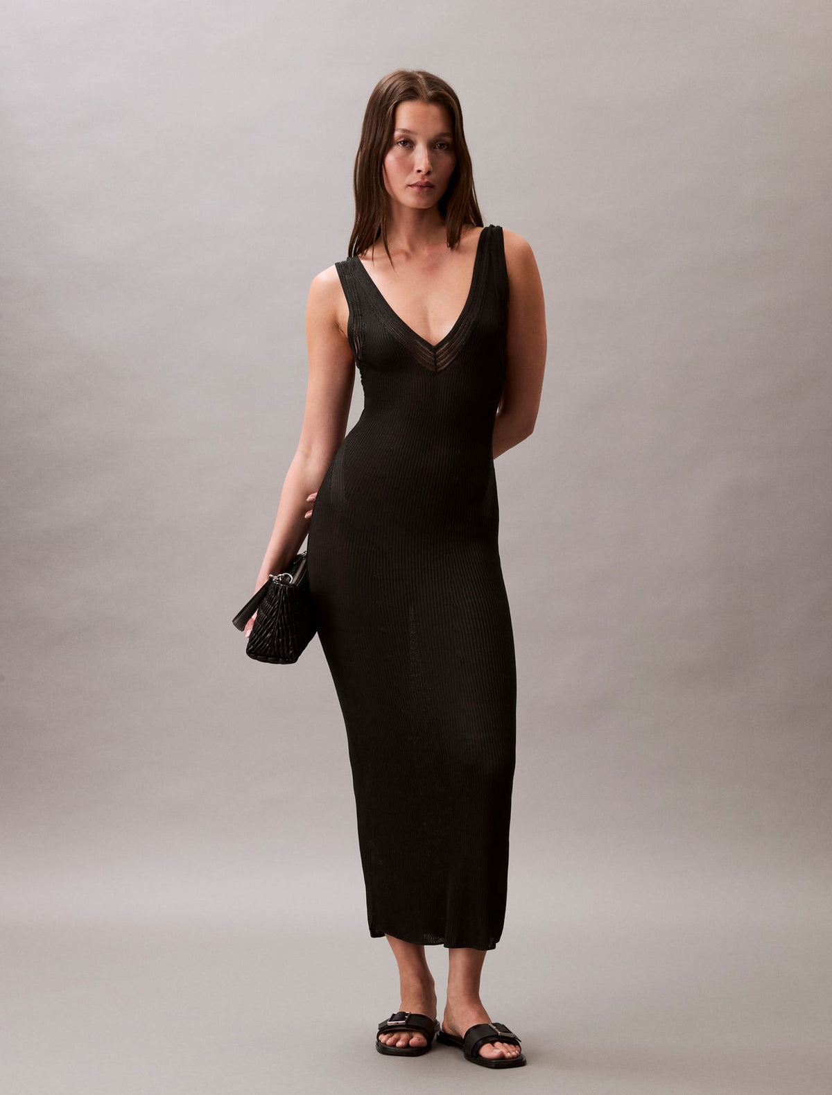 Calvin Klein Viscose Rib Midi Dress