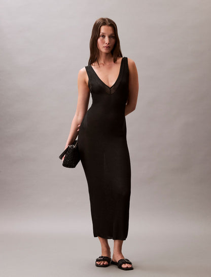 Calvin Klein Viscose Rib Midi Dress
