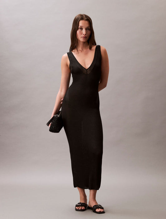 Calvin Klein Viscose Rib Midi Dress