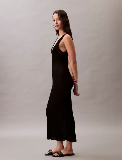 Calvin Klein Viscose Rib Midi Dress