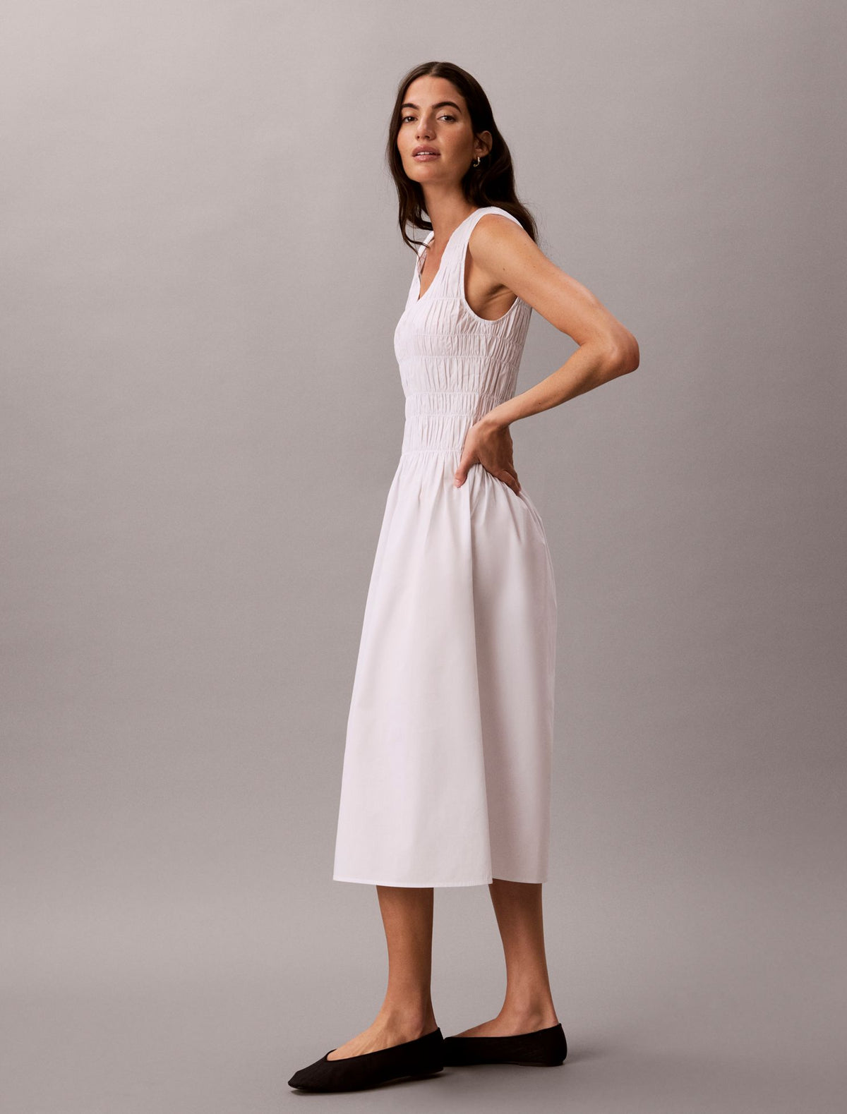 Calvin Klein Cotton Poplin Midi Dress