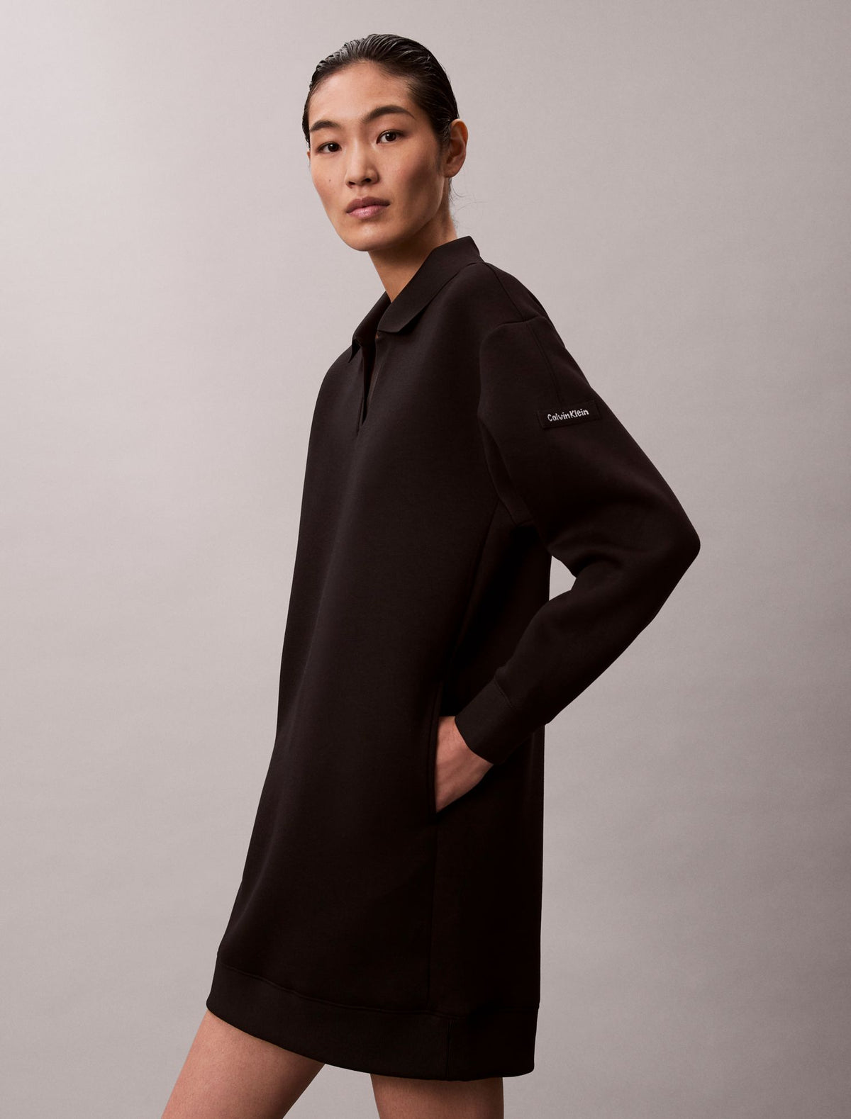 Calvin Klein Smooth Mini Polo Sweatshirt Dress