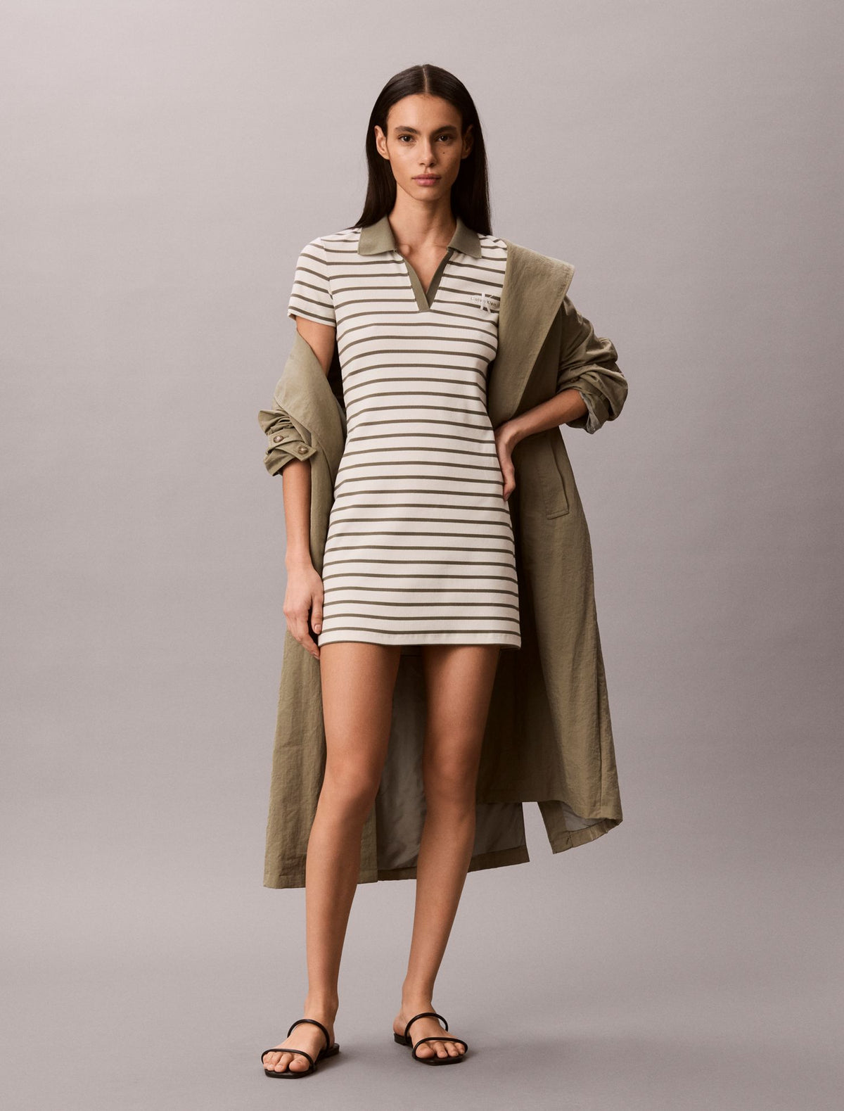 Calvin Klein Monologo Rib Stripe Mini Dress