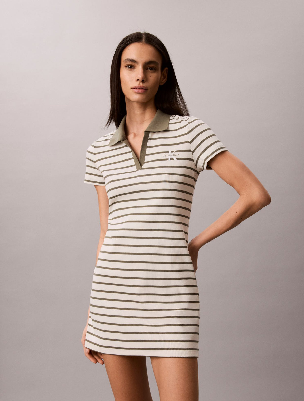 Calvin Klein Monologo Rib Stripe Mini Dress