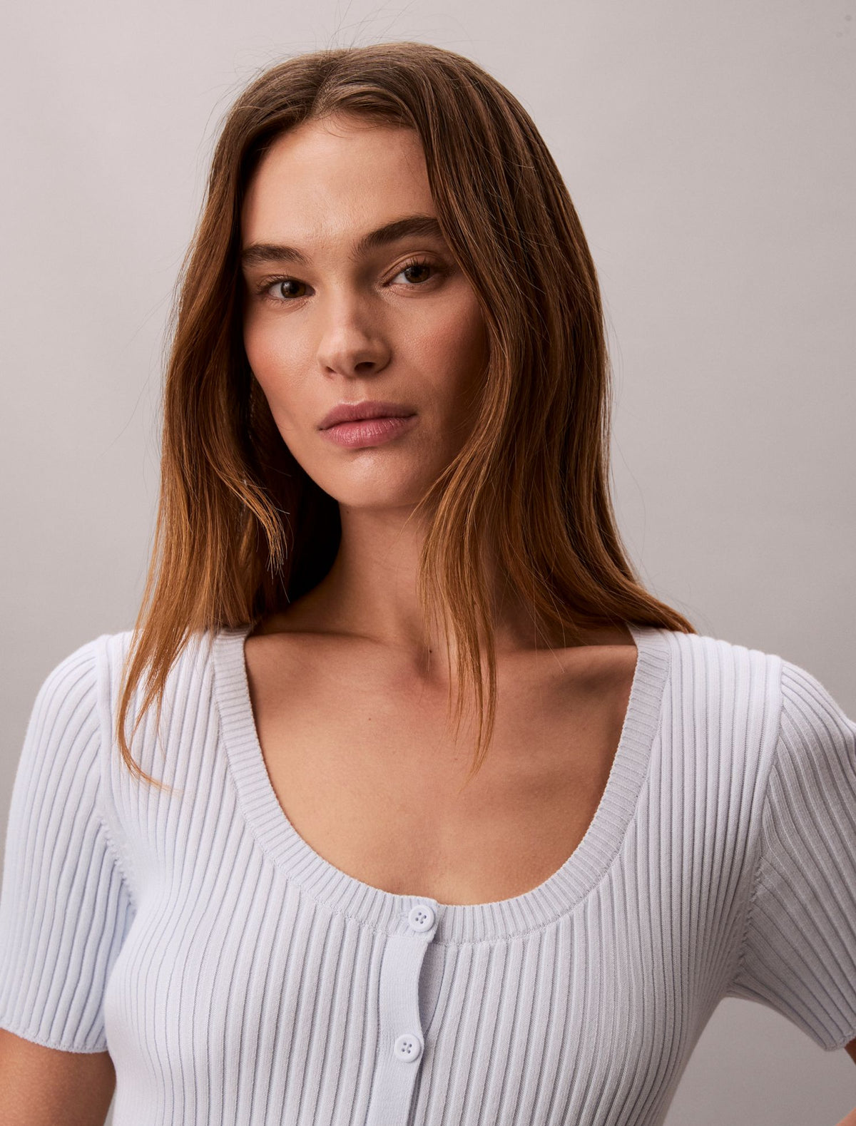 Calvin Klein Cotton Rib Button-Down Dress