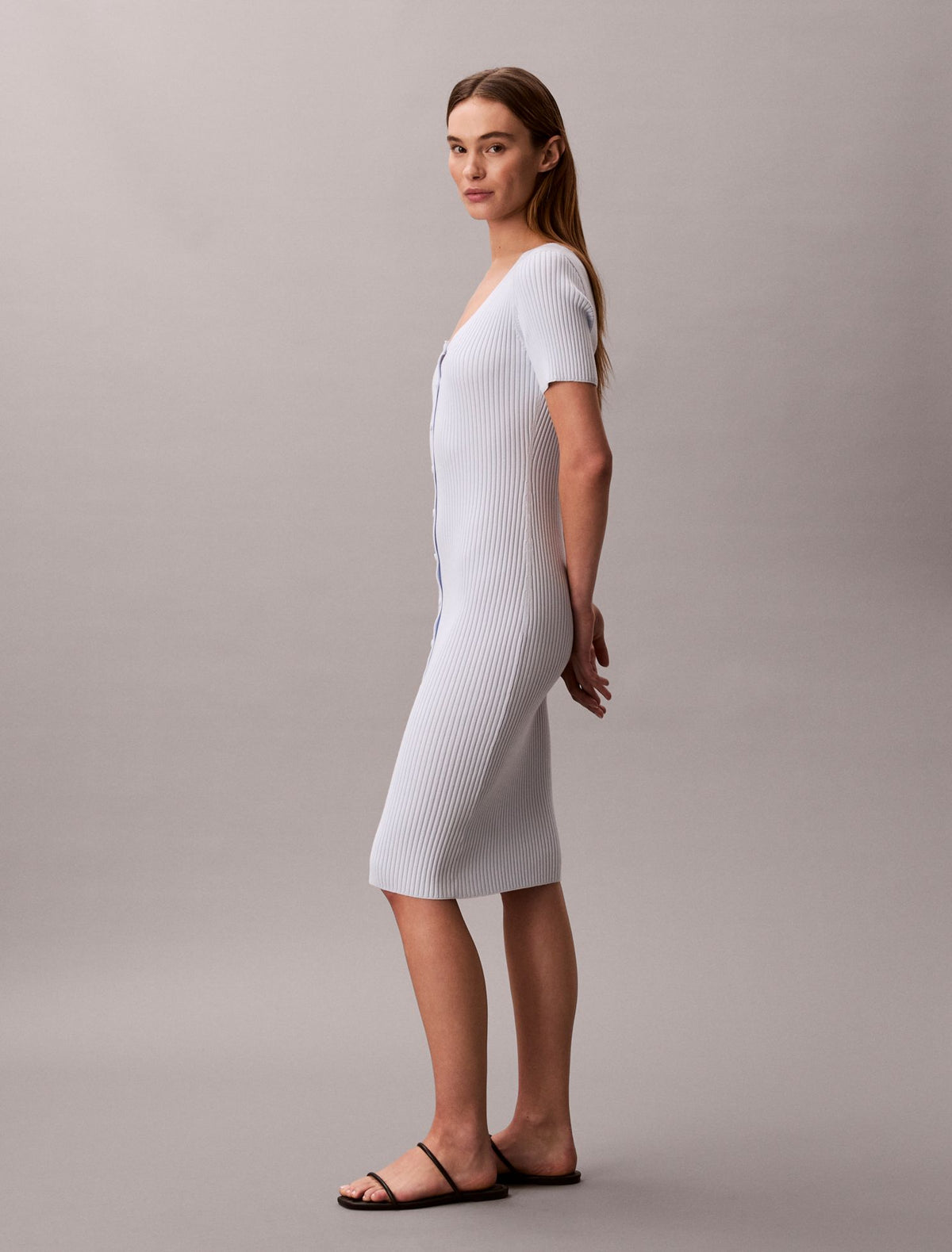 Calvin Klein Cotton Rib Button-Down Dress