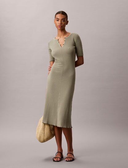 Calvin Klein Cotton Rayon Stripe Midi Dress