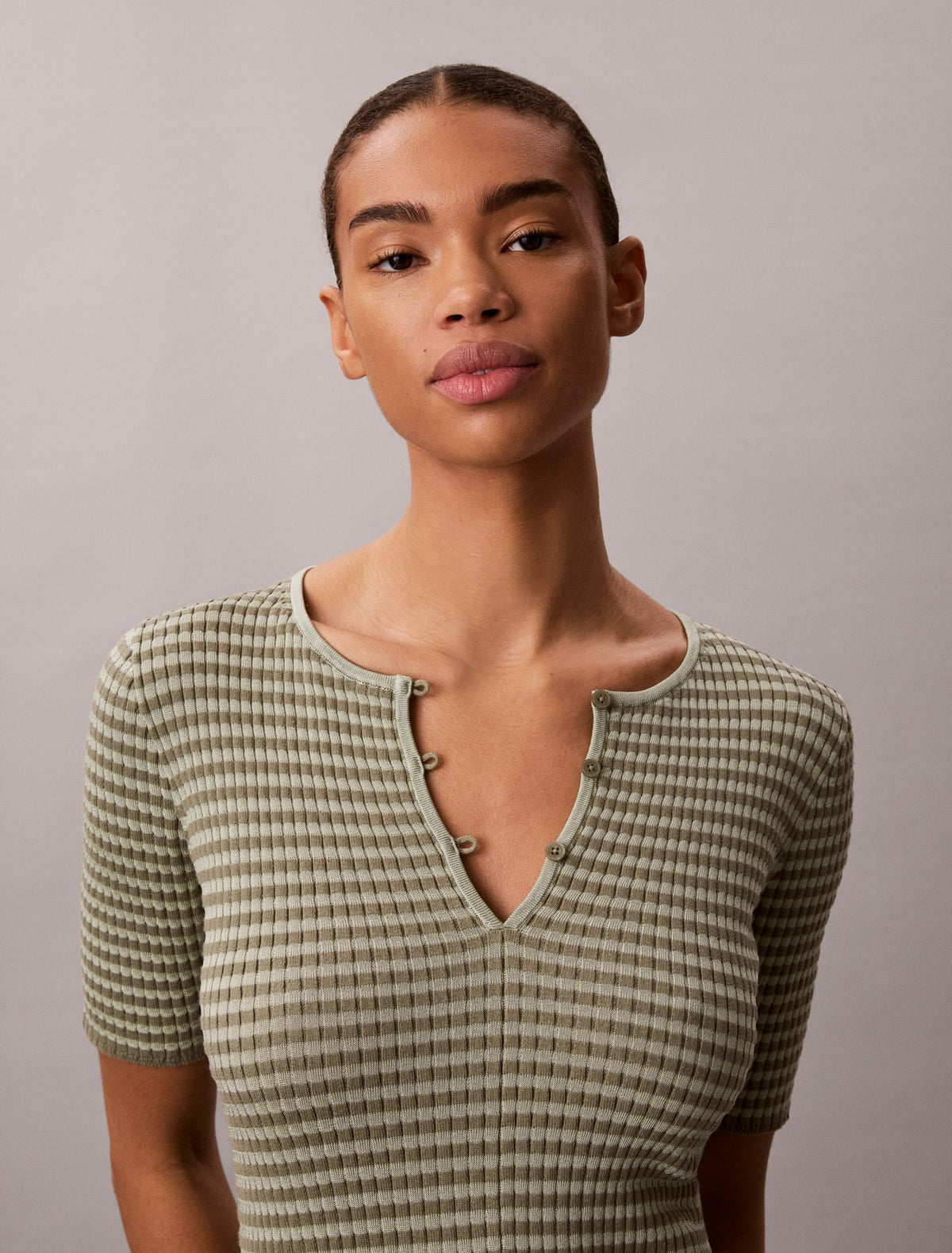 Calvin Klein Cotton Rayon Stripe Midi Dress